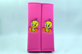 2 pieces (1 PAIR) Tweety Bird Embroidery Seat Belt Cover Pads (Pink Pads) - £13.36 GBP