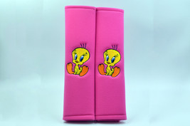 2 pieces (1 PAIR) Tweety Bird Embroidery Seat Belt Cover Pads (Pink Pads) - £13.36 GBP