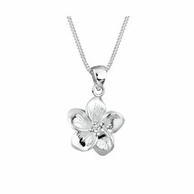 Elli PREMIUM Women 925 Sterling Silver Diamond Flower Frangipani Necklac... - $121.00