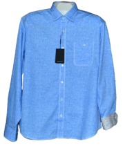 Bugatchi Men&#39;s Classic Blue   Design Cotton Shirt Size US L - $97.88