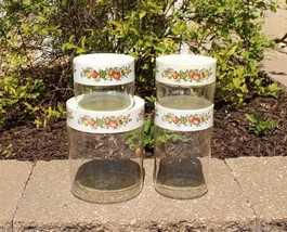 Set Of 4 Vintage Pyrex Spice Of Life See N Store Glass Canisters - £32.16 GBP