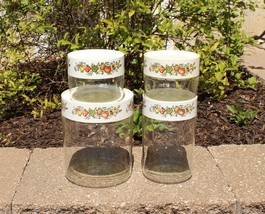 Set Of 4 Vintage Pyrex Spice Of Life See N Store Glass Canisters - £31.96 GBP