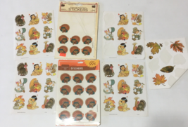 Vintage Thanksgiving fall sticker lot turkey pilgrim tree leafs stickers - £15.78 GBP