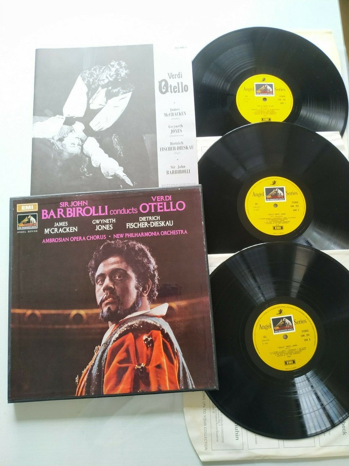 Verdi Otello DOMINGO Barbirolli Emi 1969 Box 3 X LP 12 &quot; vinyl VG/VG - $40.96