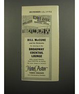 1952 Hotel Astor Ad - Bill McCune and his Orchestra - £14.55 GBP