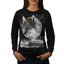 Wellcoda Wolf Cosmos Moon Space Womens Sweatshirt, Cosmos Casual Pullover Jumper - £23.16 GBP+