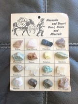 Vintage Mountain And Desert Gems Rocks And Minerals Display Card 16 Specimens - £37.52 GBP