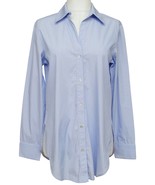 SARA CAMPBELL  Shirt Blouse Tunic BLUE Button Down Long Sleeve Collar Sz 8 - £145.72 GBP