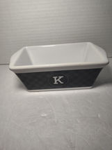Nantucket Stoneware Mini Loaf Pan Green Plaid “K” Casserole Baking Dish USA - $8.88