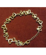Double hearts with rhinestone  link bracelet .925? - £12.82 GBP