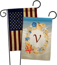 Summer V Initial - Impressions Decorative USA Vintage - Applique Garden Flags Pa - £24.83 GBP