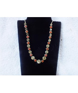 Dainty Vintage Glass Red Rose and Clear Faceted Rhinestone Necklace - £17.58 GBP