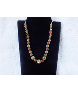 Dainty Vintage Glass Red Rose and Clear Faceted Rhinestone Necklace - $22.00