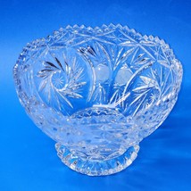 Vintage EAPG American Brilliant Crystal Pinwheel Sawtooth Footed Candy Dish Bowl - £25.71 GBP