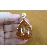 p70-13) Big Orange BALTIC AMBER geometric teardrop 925 Sterling SILVER P... - $207.99