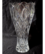 Vintage LENOX LC33 Cut Lead Crystal Ribbon Stripe Scalloped Edge Vase - ... - $66.50 CAD