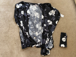 Lularoe Savannah S/M Aztec B/W gray floral kimono cardigan New open front kaftan - £16.69 GBP