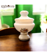 1960s Opaline Glass Toilet Jar, Gold Finishes and Delicate Fantas - $439.54 MXN