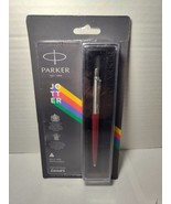 Parker Jotter Standard Chrome Trim Ball Pen Red Body Color Blue Ink - $13.63 CAD