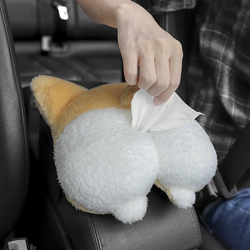 Cute Corgi Tissue Box Holder - Plush Napkin Dispenser for Home and Office - £14.24 GBP