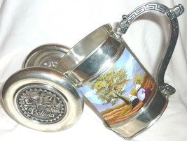 Handcrafted Pewter Wine Bottle Cannon Holder Painted Scenery Bolivia Creations - £29.89 GBP