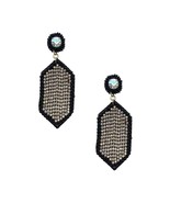 New Seed Bead Rhinestone Hexagon Dangle Earrings - $12.75