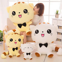 Hot Sale 20cm Children&#39;s Cute Big Face bow tie Cat Plush Toy Doll Soothing Doll  - £2.86 GBP+