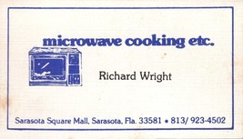 Vintage 1980s Microwave Cooking Business Card Sarasota SQ FL Mall Retro ... - €10,26 EUR