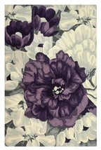 Purple Ivory Floral Wool Rug Area Modern Design Rug Hand tufted Carpet, - £389.78 GBP+