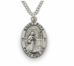 STERLING SILVER ST. RITA PATRON OF IMPOSSIBLE CASES NECKLACE &amp; CHAIN - £62.92 GBP