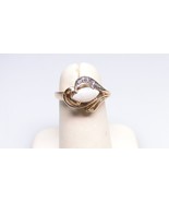 14K Signed Siffari Yellow Gold Opal Diamond Pinky Ring Sz 3 1/2 - £134.81 GBP