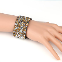 Cuff Wristband With Sparkling Swarovski Style Crystals - £17.39 GBP