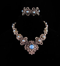 Antique Victorian necklace / Turquoise Bracelet / Vintage fancy metal work - £224.18 GBP