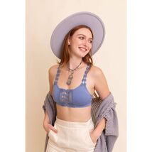 Blue Boho Eye Lace Applique Bralette XS/S - $18.81
