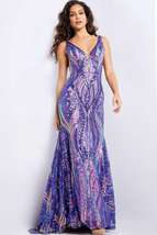 Jovani 22770 Purple Sequin Fitted Gown. Authentic Dress.Nwt. Free Shipping - £577.32 GBP
