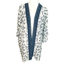 Japna Blue White Kimono Cardigan Size Medium - £22.67 GBP