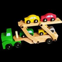 Melissa &amp; Doug Wood Toy Cars &amp; Truck Carrier Ages 3+ - £24.98 GBP