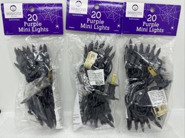 3 Bags Of 20 Purple Mini Lights Seasons By Nicole Lighted Length 5.5 Feet Each - £14.87 GBP