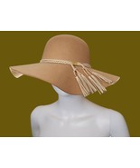 Lot of 2 Wide-Brim Tan/ Black Wool Floppy Hat With Braided/ Chain Band &amp;... - €43,42 EUR