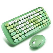 Wireless Keyboard Mouse, Mini 2.4G Wireless Round Punk Cute Candy Colors Keyboar - £63.14 GBP