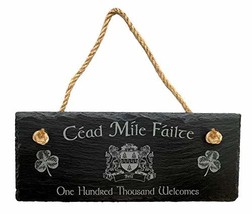 Bell Irish Coat of Arms Slate Plaque Blessing - &quot;Céad Míle Fáilte&quot; - $28.00