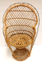 Vintage Wicker Peacock Boho Doll Chair Plant Stand 14&quot; High - £14.88 GBP