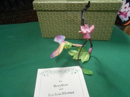 Beautiful FRANKLIN MINT Berylline &amp; Fuchsia Flower by Alan Singer in Gre... - £30.82 GBP