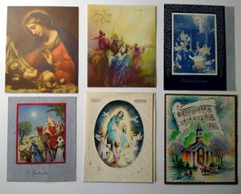 Christmas Greeting Cards 1940&#39;s - 1950&#39;s Wise Men 3 Kings Holy Family Lot Of 6 - £7.82 GBP