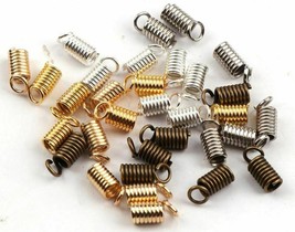 10 PCS 3/4/5mm Coil Cord Spring Necklace Bracelet Leather Ends Cap Conne... - £1.95 GBP