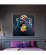 Original Abstract Monkey Oil Painting on Canvas Colorful Monkey Art | FA... - £532.74 GBP