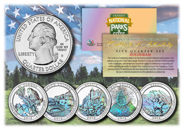 2012 America The Beautiful HOLOGRAM Quarters U.S. Parks 5-Coin Set w/Cap... - £12.70 GBP