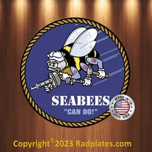 SEABEES Can Do! Vintage Replica Aluminum Metal Sign 12&quot; Round - $21.65