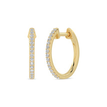 14k Yellow Gold 0.15Ct TDW Lab Created Round Diamond Single Row Hoop Earrings - £353.51 GBP