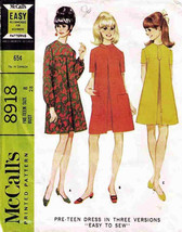 Pre-Teen DRESS Vintage 1967 McCall's Pattern 8918 Size 8 - $12.00